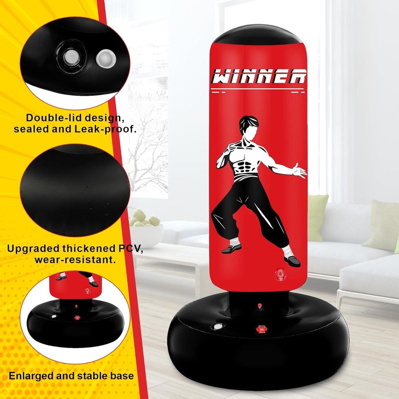 VCOLAN Kids Punching Bag, 67" Stable Inflatable Boxing Bag for Age 5-12, Ninja Karate Taekwondo Training Toy, Christmas Birthday Gift - Image 4